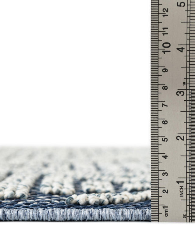 Navy Blue 2' x 6' 1 Symphony Outdoor Runner Area Rug Weather Resistant for Patio, Deck, Terrace, Balcony, Porch Durable Outside Carpet for Sale at Rug Engine