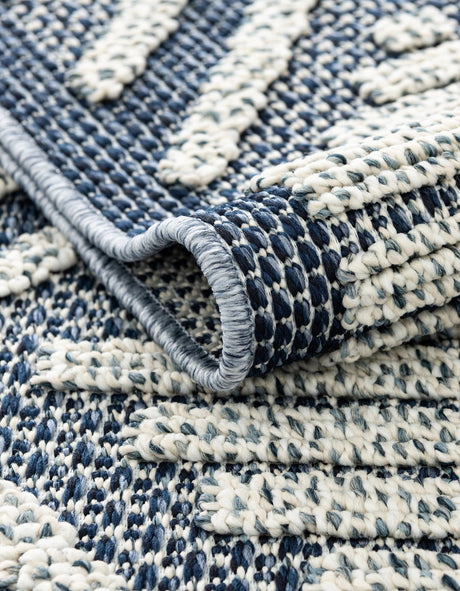 Navy Blue 2' x 6' 1 Symphony Outdoor Runner Area Rug Weather Resistant for Patio, Deck, Terrace, Balcony, Porch Durable Outside Carpet for Sale at Rug Engine