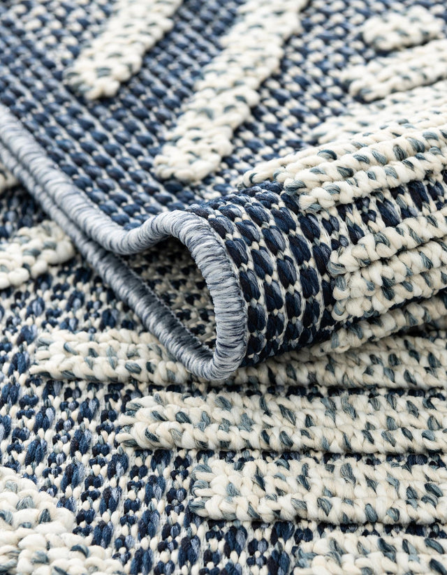 Navy Blue 2' x 6' 1 Symphony Outdoor Runner Area Rug Weather Resistant for Patio, Deck, Terrace, Balcony, Porch Durable Outside Carpet for Sale at Rug Engine