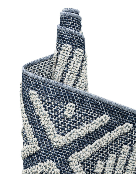 Navy Blue 2' x 6' 1 Symphony Outdoor Runner Area Rug Weather Resistant for Patio, Deck, Terrace, Balcony, Porch Durable Outside Carpet for Sale at Rug Engine