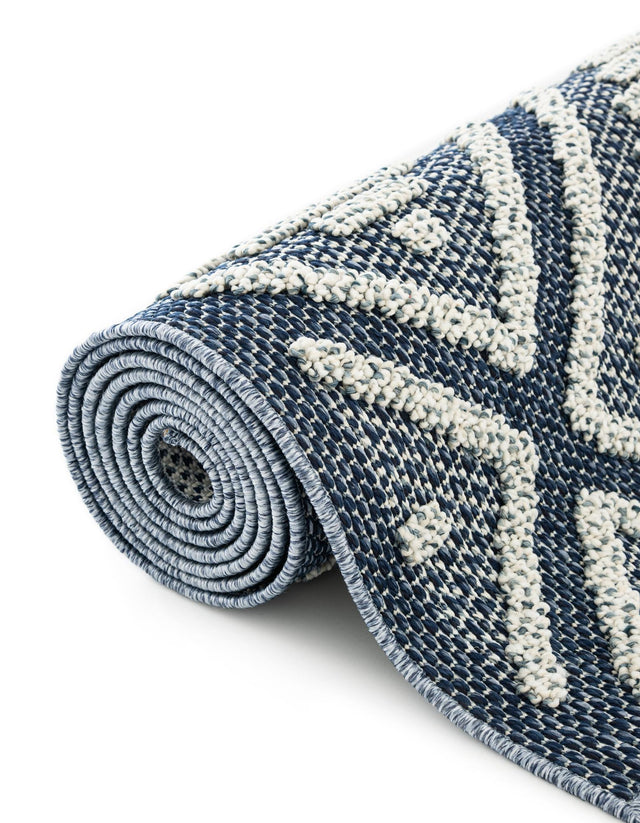 Navy Blue 2' x 6' 1 Symphony Outdoor Runner Area Rug Weather Resistant for Patio, Deck, Terrace, Balcony, Porch Durable Outside Carpet for Sale at Rug Engine