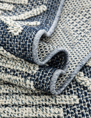 Navy Blue 2' x 6' 1 Symphony Outdoor Runner Area Rug Weather Resistant for Patio, Deck, Terrace, Balcony, Porch Durable Outside Carpet for Sale at Rug Engine