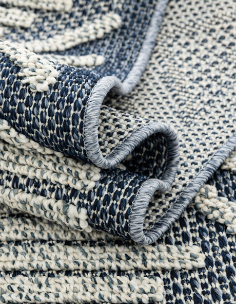 Navy Blue 2' x 6' 1 Symphony Outdoor Runner Area Rug Weather Resistant for Patio, Deck, Terrace, Balcony, Porch Durable Outside Carpet for Sale at Rug Engine