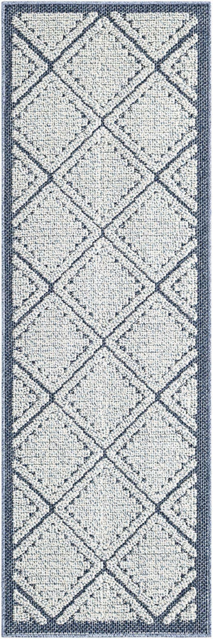 Navy Blue 2' x 6' 1 Symphony Outdoor Runner Area Rug Weather Resistant for Patio, Deck, Terrace, Balcony, Porch Durable Outside Carpet for Sale at Rug Engine