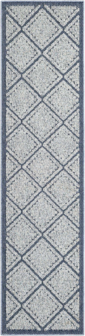Navy Blue 2' x 8' Symphony Outdoor Runner Area Rug Weather Resistant for Patio, Deck, Terrace, Balcony, Porch Durable Outside Carpet for Sale at Rug Engine