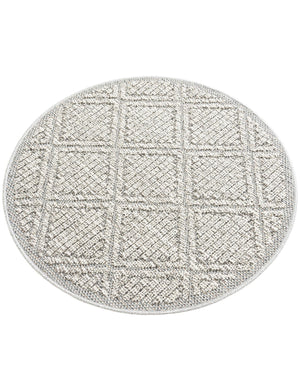 Light Gray 3' 1 x 3' 1 Symphony Outdoor Round Area Rug Weather Resistant for Patio, Deck, Terrace, Balcony, Porch Durable Outside Carpet for Sale at Rug Engine