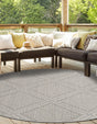 Light Gray 7' 10 x 7' 10 Symphony Outdoor Round Area Rug Weather Resistant for Patio, Deck, Terrace, Balcony, Porch Durable Outside Carpet for Sale at Rug Engine
