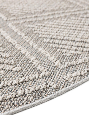Light Gray 5' 3 x 5' 3 Symphony Outdoor Round Area Rug Weather Resistant for Patio, Deck, Terrace, Balcony, Porch Durable Outside Carpet for Sale at Rug Engine