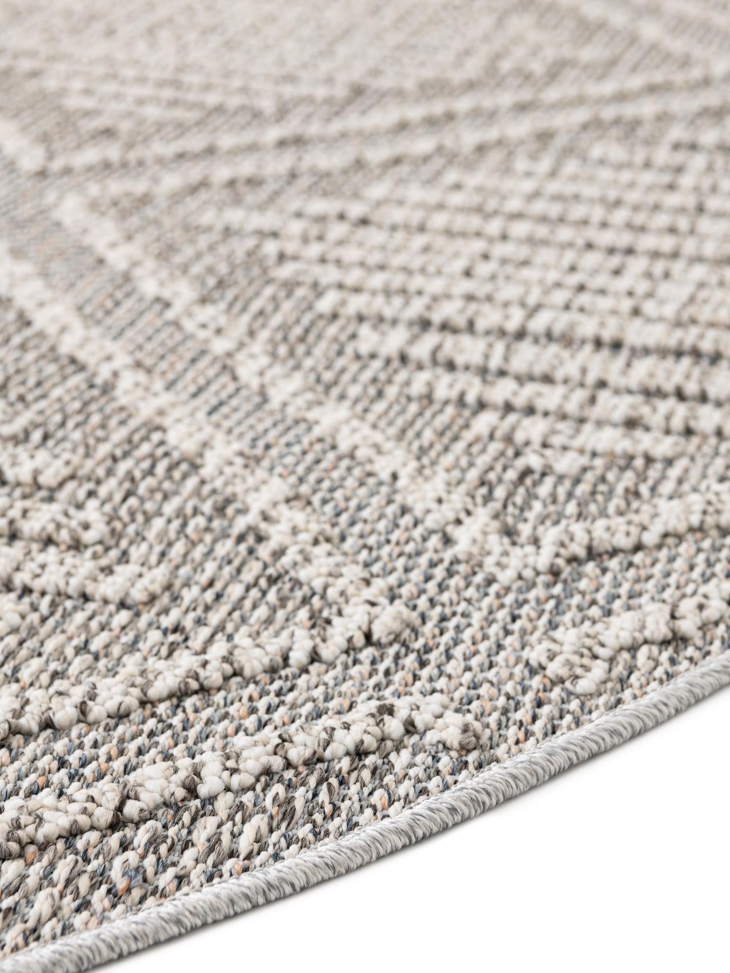 Light Gray 3' 1 x 3' 1 Symphony Outdoor Round Area Rug Weather Resistant for Patio, Deck, Terrace, Balcony, Porch Durable Outside Carpet for Sale at Rug Engine