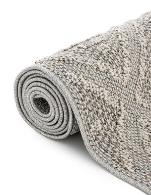 Light Gray 5' 3 x 5' 3 Symphony Outdoor Round Area Rug Weather Resistant for Patio, Deck, Terrace, Balcony, Porch Durable Outside Carpet for Sale at Rug Engine