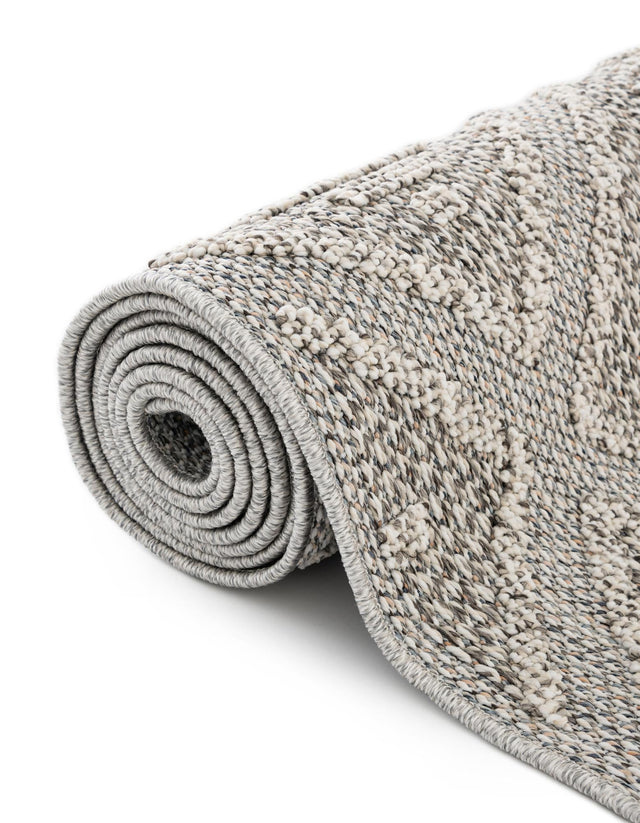 Light Gray 3' 1 x 3' 1 Symphony Outdoor Round Area Rug Weather Resistant for Patio, Deck, Terrace, Balcony, Porch Durable Outside Carpet for Sale at Rug Engine