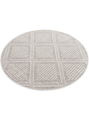 Light Gray 5' 3 x 5' 3 Symphony Outdoor Round Area Rug Weather Resistant for Patio, Deck, Terrace, Balcony, Porch Durable Outside Carpet for Sale at Rug Engine