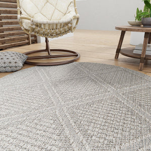 Light Gray 3' 1 x 3' 1 Symphony Outdoor Round Area Rug Weather Resistant for Patio, Deck, Terrace, Balcony, Porch Durable Outside Carpet for Sale at Rug Engine