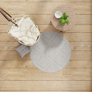 Light Gray 5' 3 x 5' 3 Symphony Outdoor Round Area Rug Weather Resistant for Patio, Deck, Terrace, Balcony, Porch Durable Outside Carpet for Sale at Rug Engine