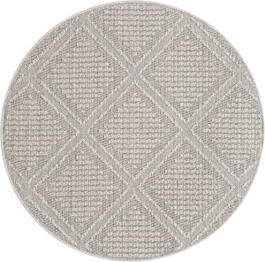Light Gray 5' 3 x 5' 3 Symphony Outdoor Round Area Rug Weather Resistant for Patio, Deck, Terrace, Balcony, Porch Durable Outside Carpet for Sale at Rug Engine