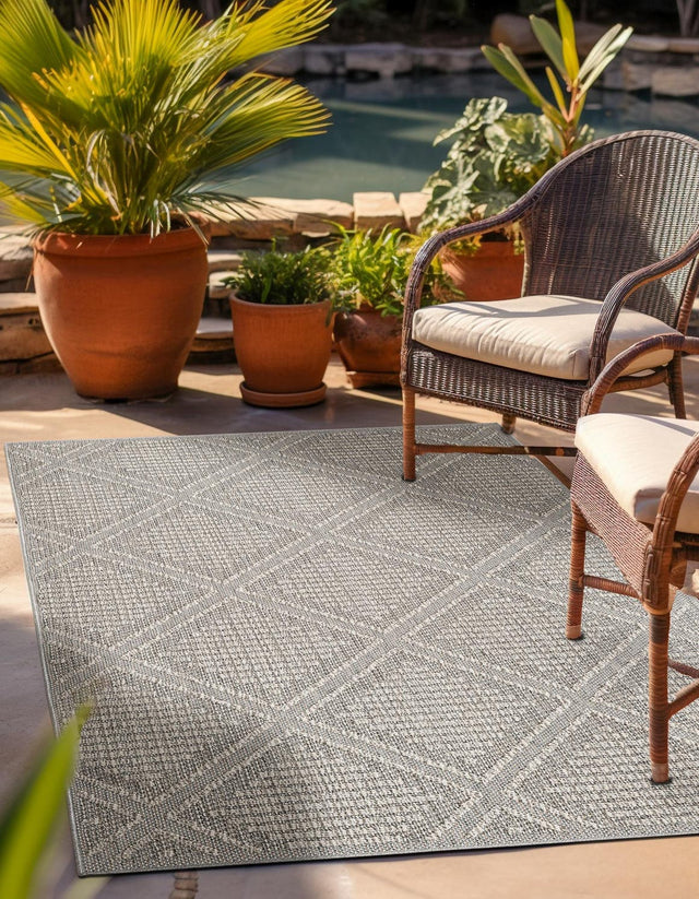 Light Gray 5' 3 x 8' Symphony Outdoor Rectangle Area Rug Weather Resistant for Patio, Deck, Terrace, Balcony, Porch Durable Outside Carpet for Sale at Rug Engine