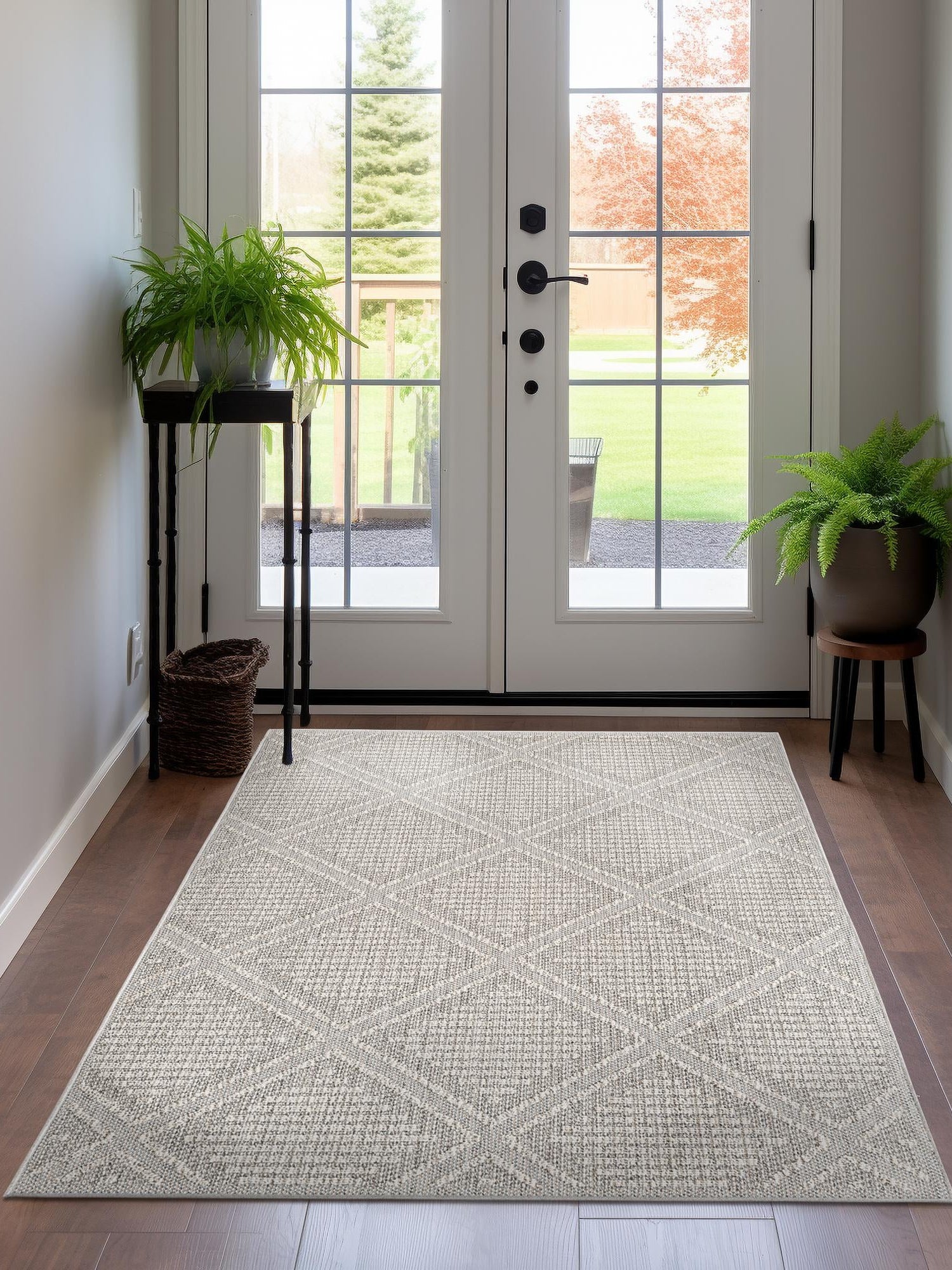 Light Gray 6' 1 x 9' Symphony Outdoor Rectangle Area Rug Weather Resistant for Patio, Deck, Terrace, Balcony, Porch Durable Outside Carpet for Sale at Rug Engine