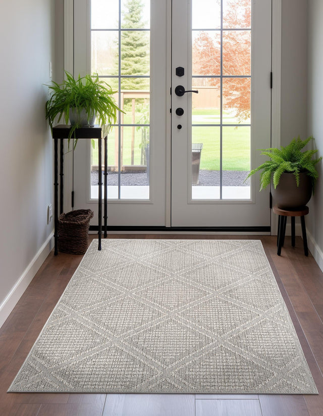 Light Gray 6' 1 x 9' Symphony Outdoor Rectangle Area Rug Weather Resistant for Patio, Deck, Terrace, Balcony, Porch Durable Outside Carpet for Sale at Rug Engine