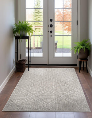 Light Gray 5' 3 x 8' Symphony Outdoor Rectangle Area Rug Weather Resistant for Patio, Deck, Terrace, Balcony, Porch Durable Outside Carpet for Sale at Rug Engine