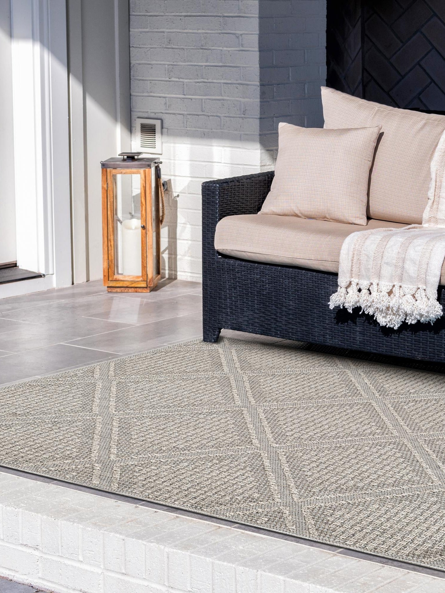 Light Gray 7' 10 x 10' Symphony Outdoor Rectangle Area Rug Weather Resistant for Patio, Deck, Terrace, Balcony, Porch Durable Outside Carpet for Sale at Rug Engine