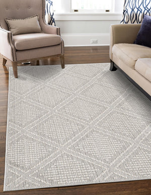 Light Gray 7' 10 x 10' Symphony Outdoor Rectangle Area Rug Weather Resistant for Patio, Deck, Terrace, Balcony, Porch Durable Outside Carpet for Sale at Rug Engine
