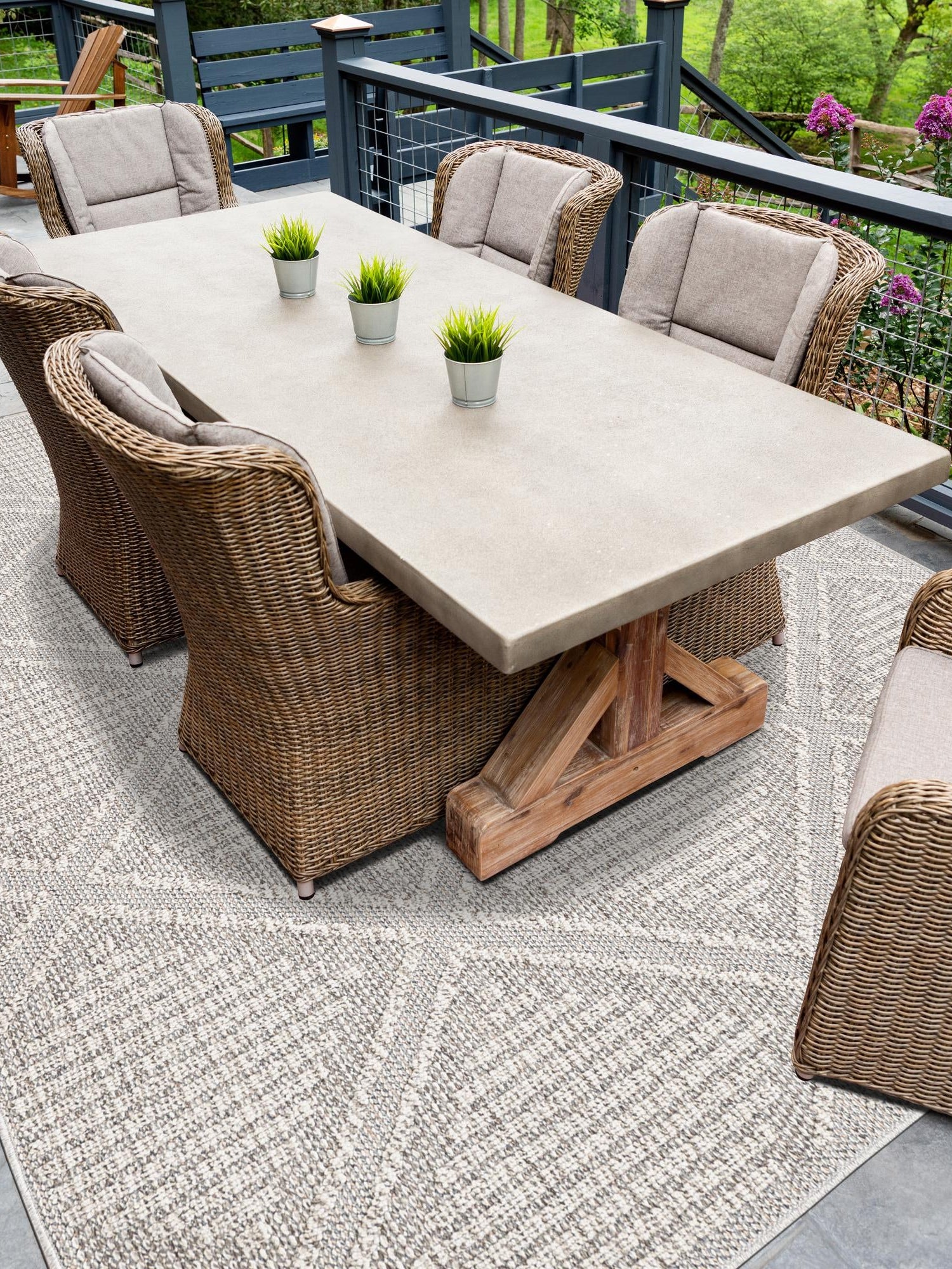 Light Gray 5' 3 x 8' Symphony Outdoor Rectangle Area Rug Weather Resistant for Patio, Deck, Terrace, Balcony, Porch Durable Outside Carpet for Sale at Rug Engine