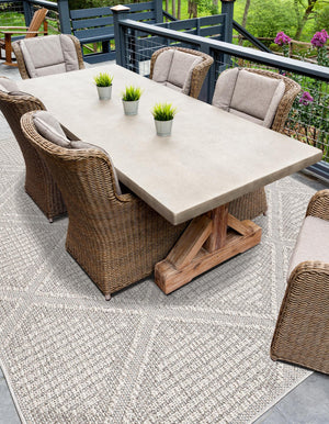 Light Gray 4' 1 x 6' 1 Symphony Outdoor Rectangle Area Rug Weather Resistant for Patio, Deck, Terrace, Balcony, Porch Durable Outside Carpet for Sale at Rug Engine