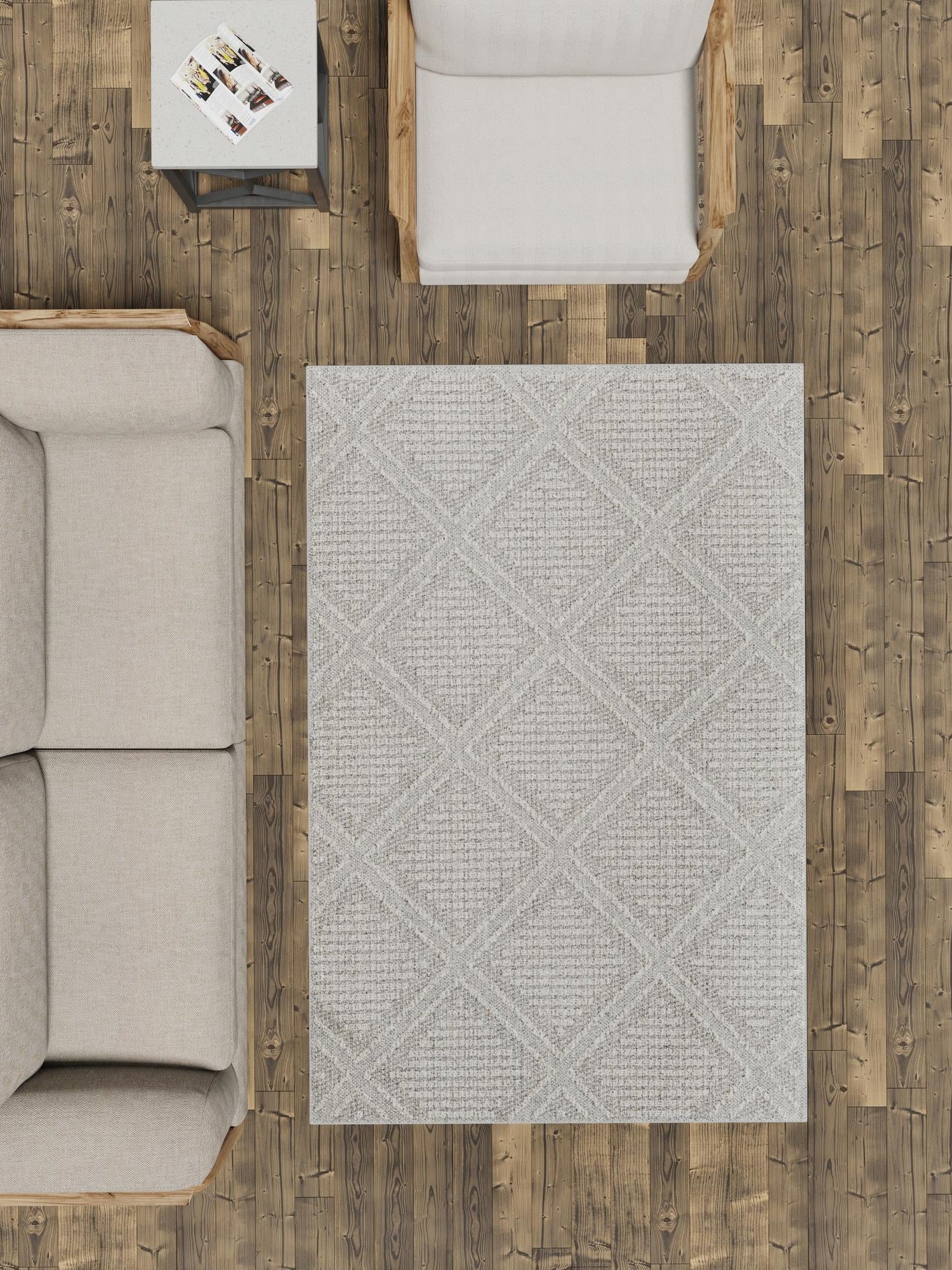 Light Gray 5' 3 x 8' Symphony Outdoor Rectangle Area Rug Weather Resistant for Patio, Deck, Terrace, Balcony, Porch Durable Outside Carpet for Sale at Rug Engine