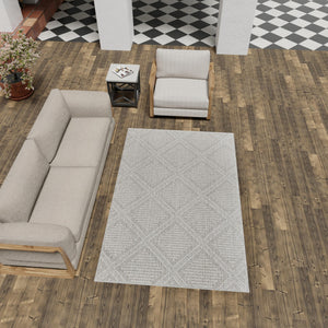 Light Gray 4' 1 x 6' 1 Symphony Outdoor Rectangle Area Rug Weather Resistant for Patio, Deck, Terrace, Balcony, Porch Durable Outside Carpet for Sale at Rug Engine