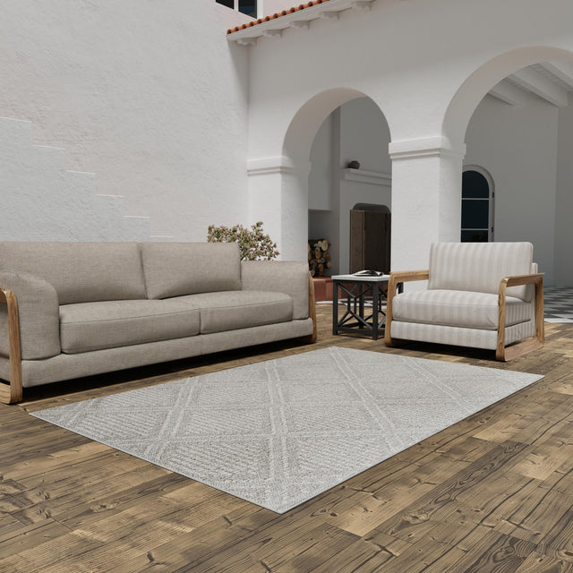 Light Gray 4' 1 x 6' 1 Symphony Outdoor Rectangle Area Rug Weather Resistant for Patio, Deck, Terrace, Balcony, Porch Durable Outside Carpet for Sale at Rug Engine