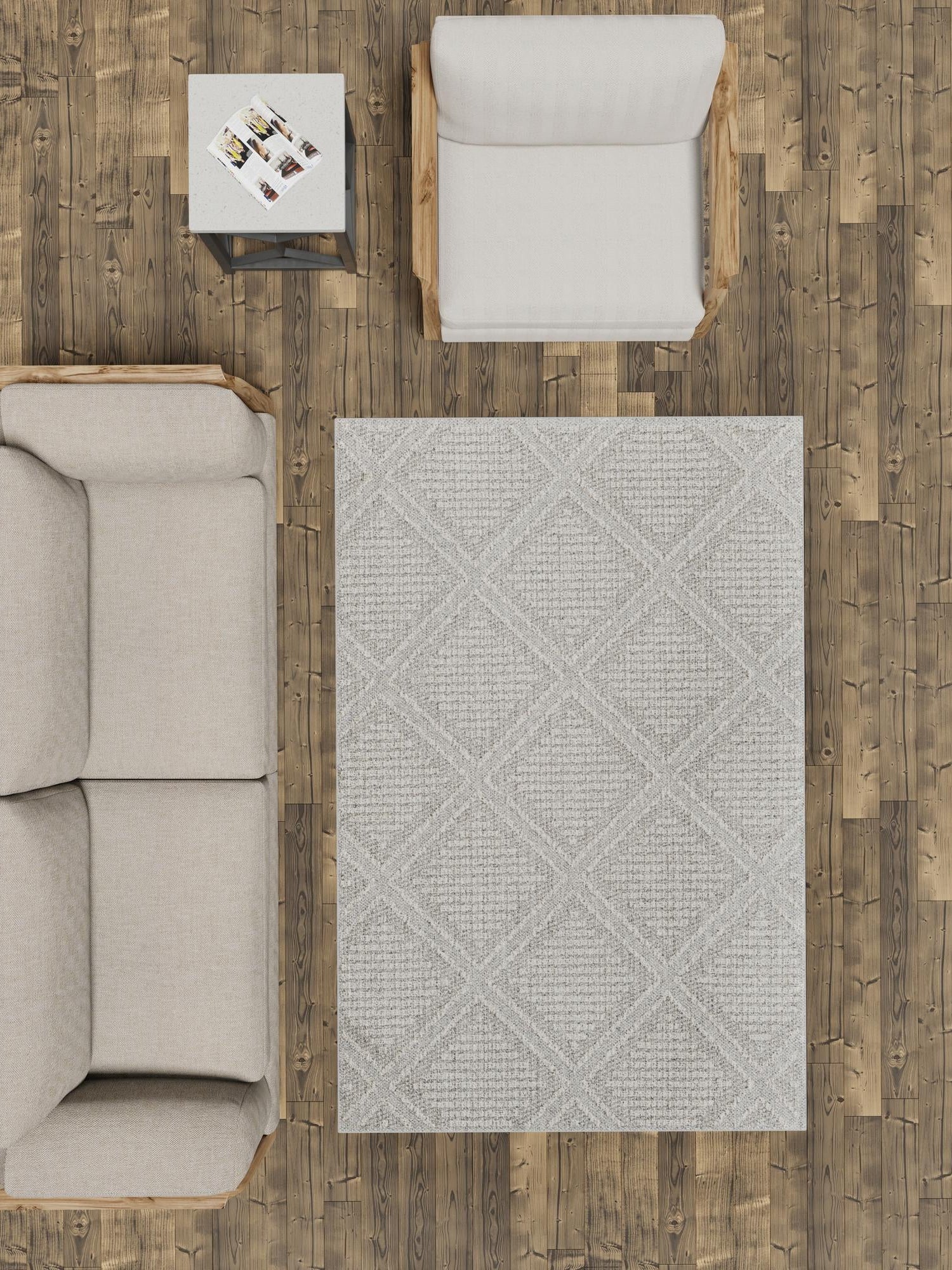 Light Gray 4' 1 x 6' 1 Symphony Outdoor Rectangle Area Rug Weather Resistant for Patio, Deck, Terrace, Balcony, Porch Durable Outside Carpet for Sale at Rug Engine