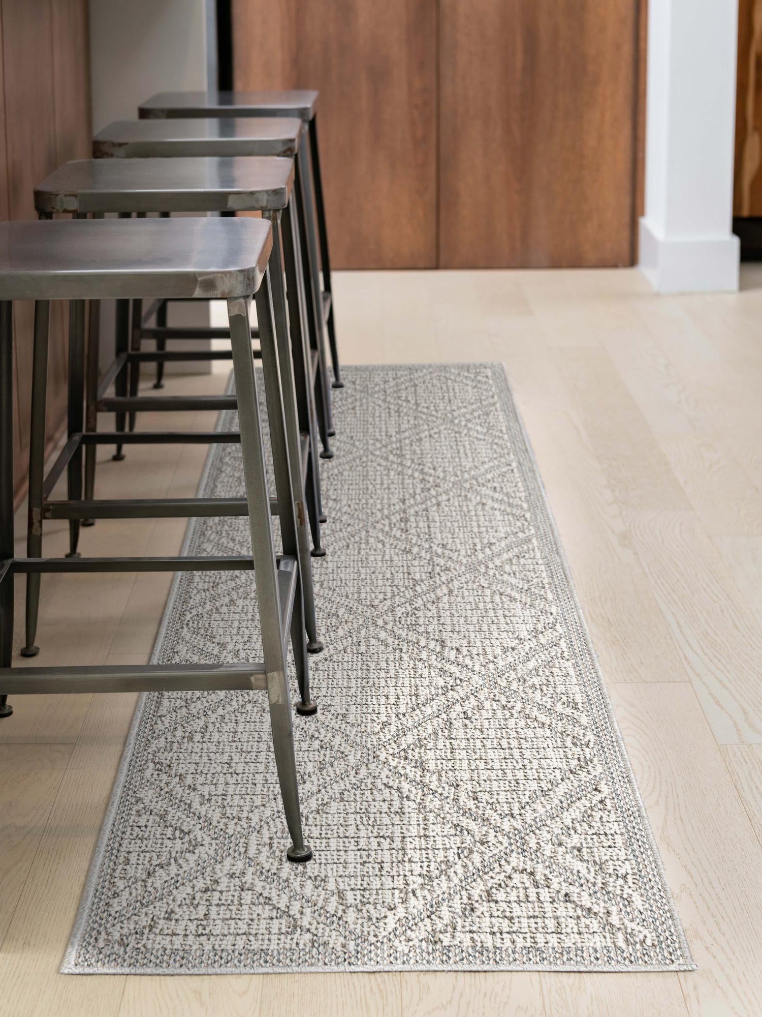 Light Gray 2' 7 x 12' Symphony Outdoor Runner Area Rug Weather Resistant for Patio, Deck, Terrace, Balcony, Porch Durable Outside Carpet for Sale at Rug Engine
