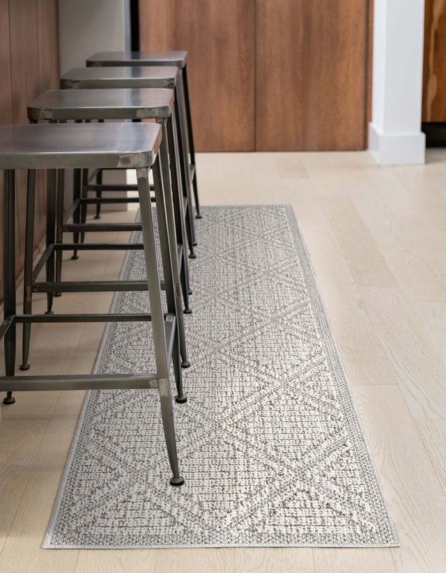 Light Gray 2' 7 x 12' Symphony Outdoor Runner Area Rug Weather Resistant for Patio, Deck, Terrace, Balcony, Porch Durable Outside Carpet for Sale at Rug Engine