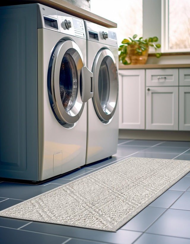 Light Gray 2' x 8' Symphony Outdoor Runner Area Rug Weather Resistant for Patio, Deck, Terrace, Balcony, Porch Durable Outside Carpet for Sale at Rug Engine