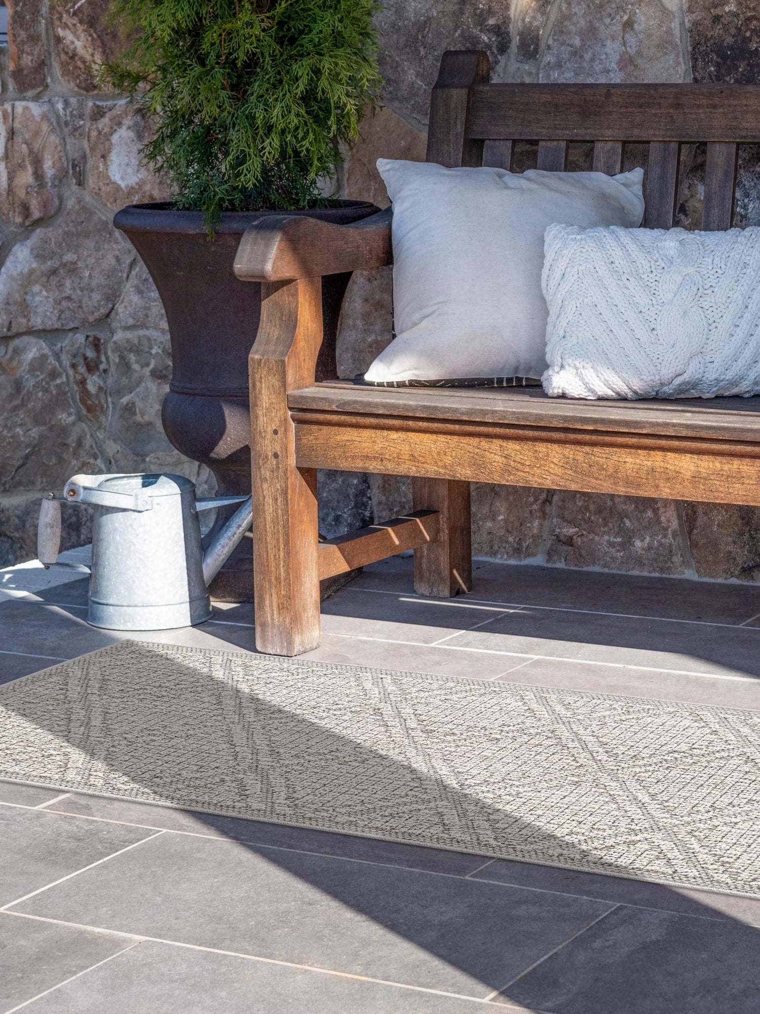 Light Gray 2' 7 x 12' Symphony Outdoor Runner Area Rug Weather Resistant for Patio, Deck, Terrace, Balcony, Porch Durable Outside Carpet for Sale at Rug Engine