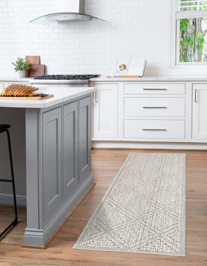 Light Gray 2' 7 x 12' Symphony Outdoor Runner Area Rug Weather Resistant for Patio, Deck, Terrace, Balcony, Porch Durable Outside Carpet for Sale at Rug Engine