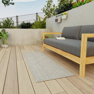 Light Gray 2' x 8' Symphony Outdoor Runner Area Rug Weather Resistant for Patio, Deck, Terrace, Balcony, Porch Durable Outside Carpet for Sale at Rug Engine