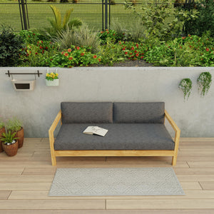 Light Gray 2' x 8' Symphony Outdoor Runner Area Rug Weather Resistant for Patio, Deck, Terrace, Balcony, Porch Durable Outside Carpet for Sale at Rug Engine