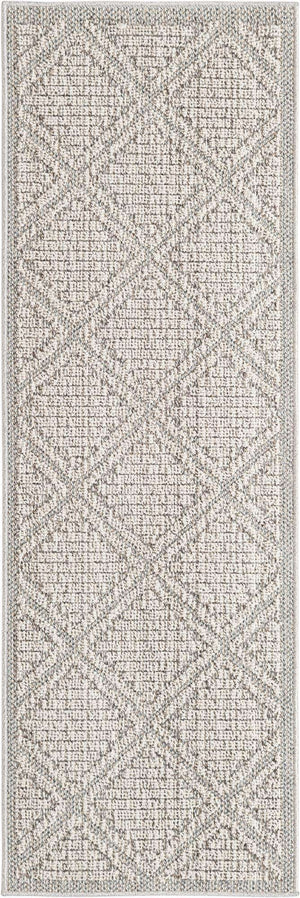 Light Gray 2' x 6' 1 Symphony Outdoor Runner Area Rug Weather Resistant for Patio, Deck, Terrace, Balcony, Porch Durable Outside Carpet for Sale at Rug Engine
