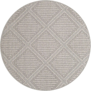 Light Gray 7' 10 x 7' 10 Symphony Outdoor Round Area Rug Weather Resistant for Patio, Deck, Terrace, Balcony, Porch Durable Outside Carpet for Sale at Rug Engine