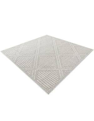 Light Gray 7' 10 x 7' 10 Symphony Outdoor Square Area Rug Weather Resistant for Patio, Deck, Terrace, Balcony, Porch Durable Outside Carpet for Sale at Rug Engine