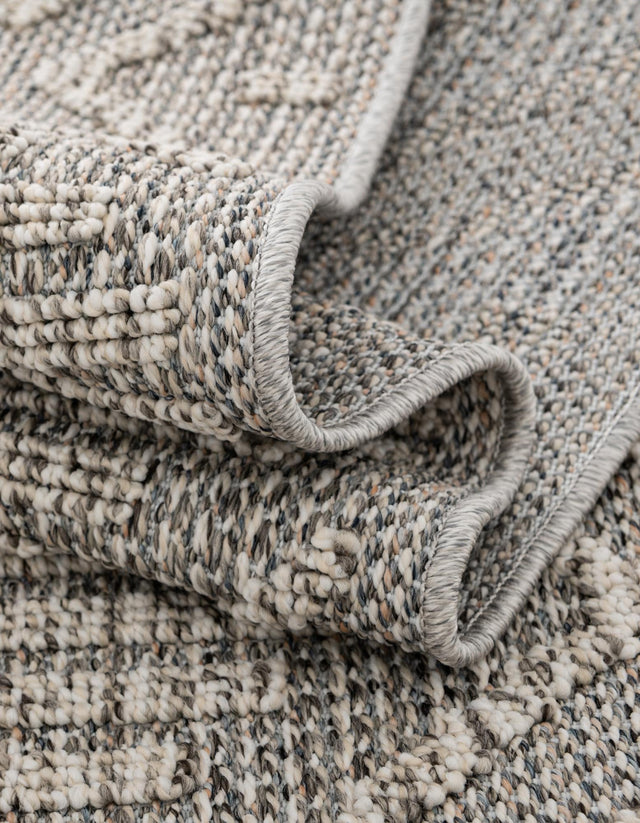 Light Gray 7' 10 x 7' 10 Symphony Outdoor Square Area Rug Weather Resistant for Patio, Deck, Terrace, Balcony, Porch Durable Outside Carpet for Sale at Rug Engine