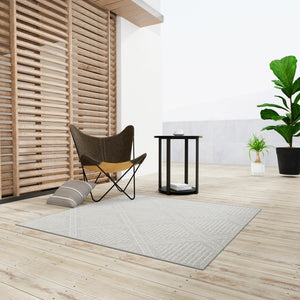 Light Gray 7' 10 x 7' 10 Symphony Outdoor Square Area Rug Weather Resistant for Patio, Deck, Terrace, Balcony, Porch Durable Outside Carpet for Sale at Rug Engine