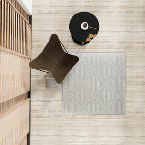 Light Gray 7' 10 x 7' 10 Symphony Outdoor Square Area Rug Weather Resistant for Patio, Deck, Terrace, Balcony, Porch Durable Outside Carpet for Sale at Rug Engine
