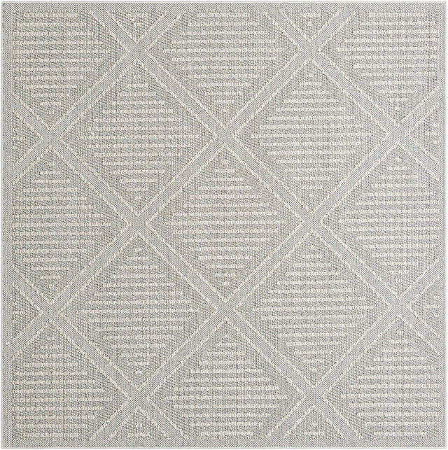 Light Gray 7' 10 x 7' 10 Symphony Outdoor Square Area Rug Weather Resistant for Patio, Deck, Terrace, Balcony, Porch Durable Outside Carpet for Sale at Rug Engine