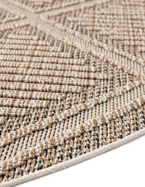 Khaki 3' 1 x 3' 1 Symphony Outdoor Round Area Rug Weather Resistant for Patio, Deck, Terrace, Balcony, Porch Durable Outside Carpet for Sale at Rug Engine