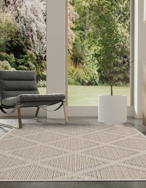 Khaki 10' x 14' 1 Symphony Outdoor Rectangle Area Rug Weather Resistant for Patio, Deck, Terrace, Balcony, Porch Durable Outside Carpet for Sale at Rug Engine