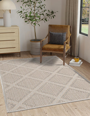 Khaki 5' 3 x 8' Symphony Outdoor Rectangle Area Rug Weather Resistant for Patio, Deck, Terrace, Balcony, Porch Durable Outside Carpet for Sale at Rug Engine
