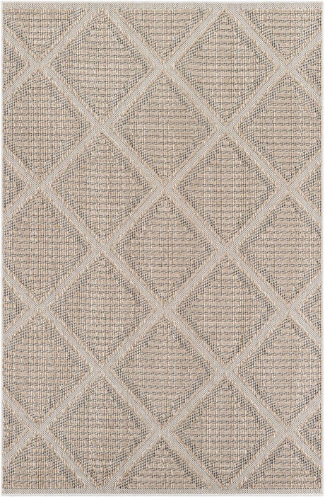 Khaki 6' 1 x 9' Symphony Outdoor Rectangle Area Rug Weather Resistant for Patio, Deck, Terrace, Balcony, Porch