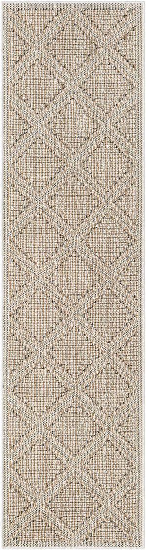 Khaki 2' x 8' Symphony Outdoor Runner Area Rug Weather Resistant for Patio, Deck, Terrace, Balcony, Porch Durable Outside Carpet for Sale at Rug Engine